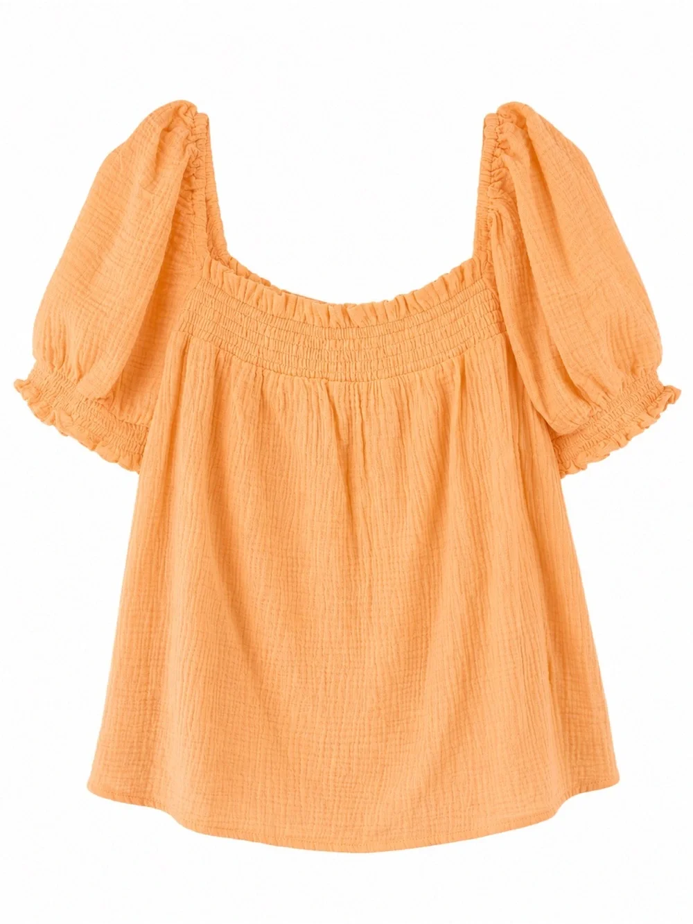 J. Crew Soft Tangerine 🍊 Gauze - Puff Sleeve Boho Top - Size L